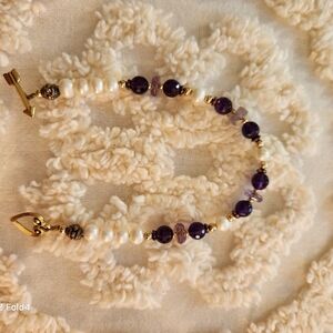 Pearl and Amethyst Bracelet with Gold Accents